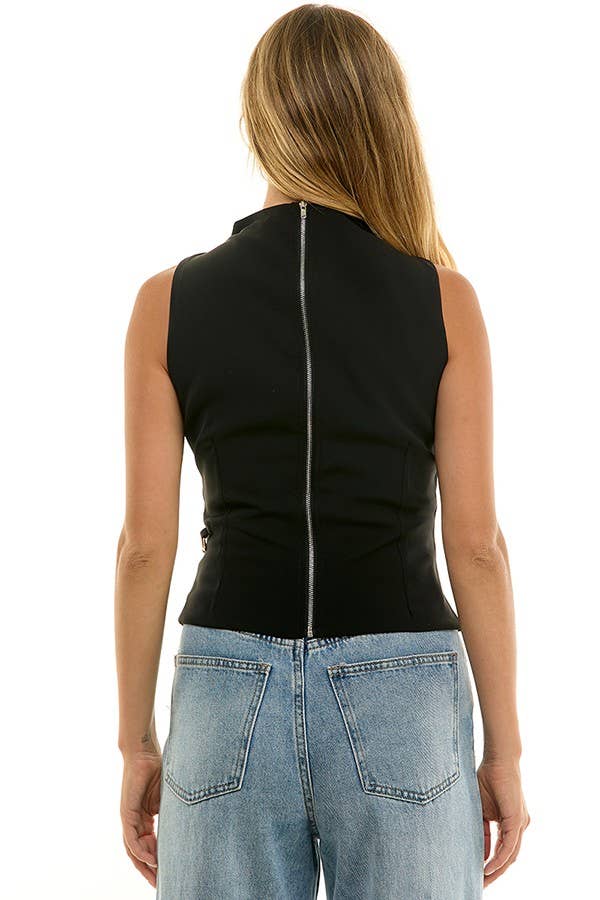 High Neck Buckle Top