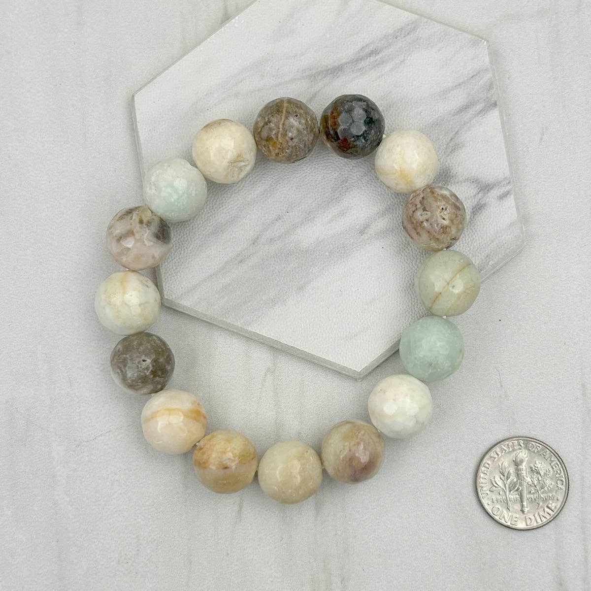 Light Brown Face Cut Agate Beads Beaded Bracelet