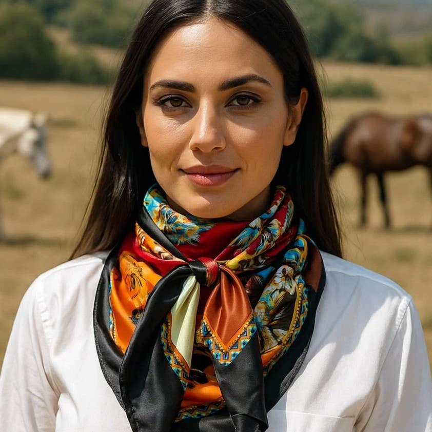 Black and Red Floral Paisley Wild Rag / Scarf