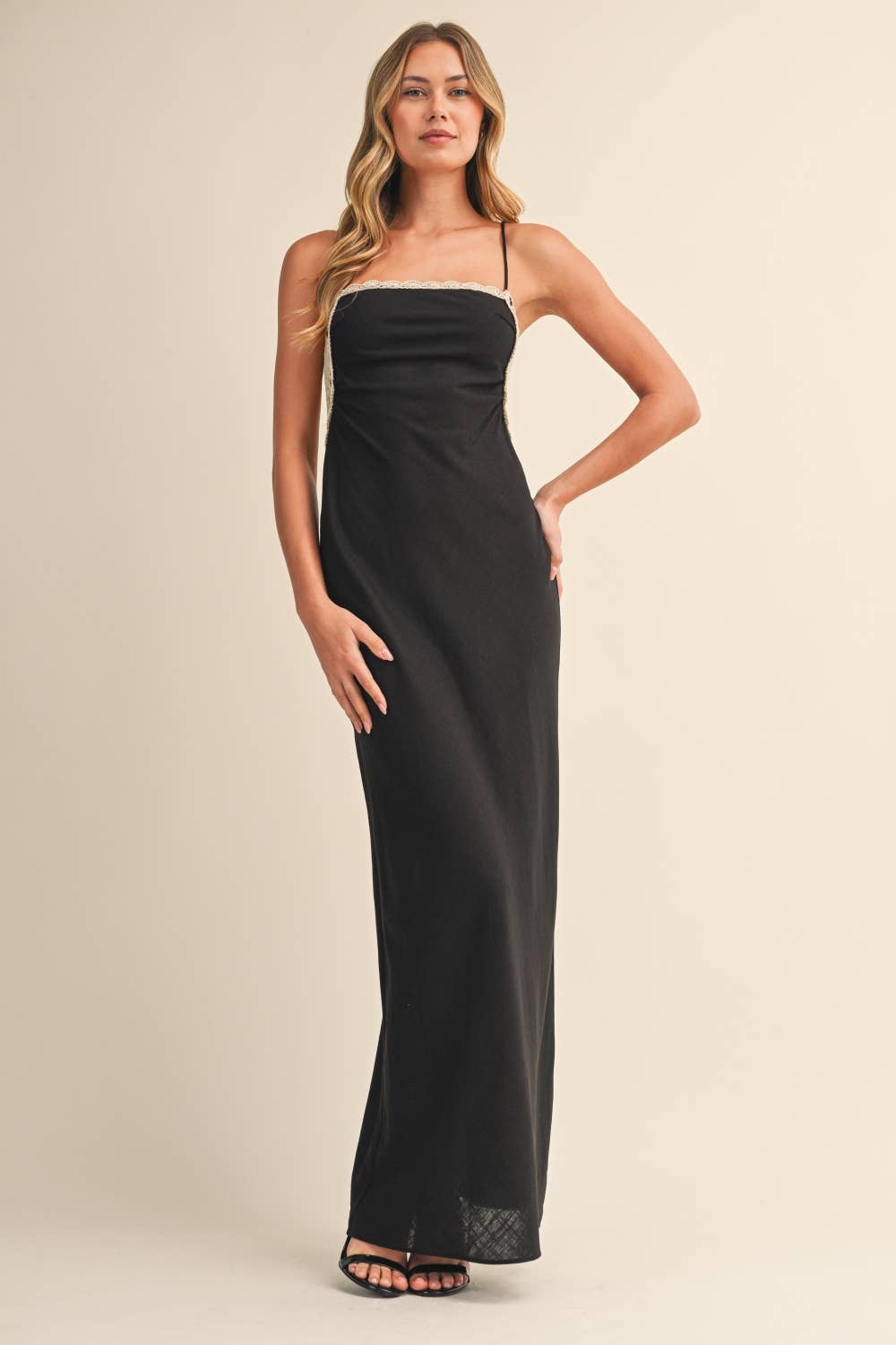 Adore Lace Trim Chiffon Dress