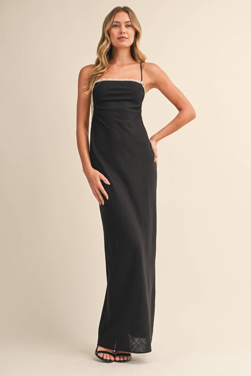 Adore Lace Trim Chiffon Dress