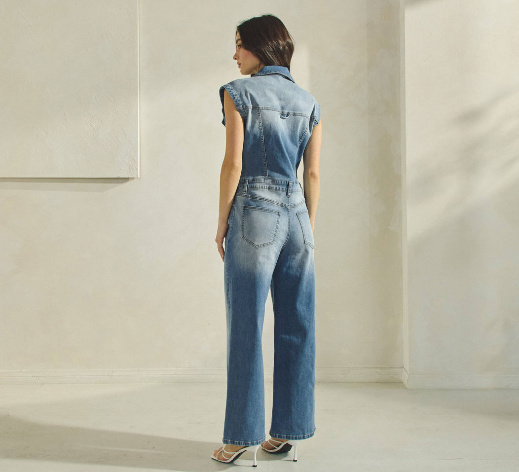 Sleeveless Denim Jumpsuit