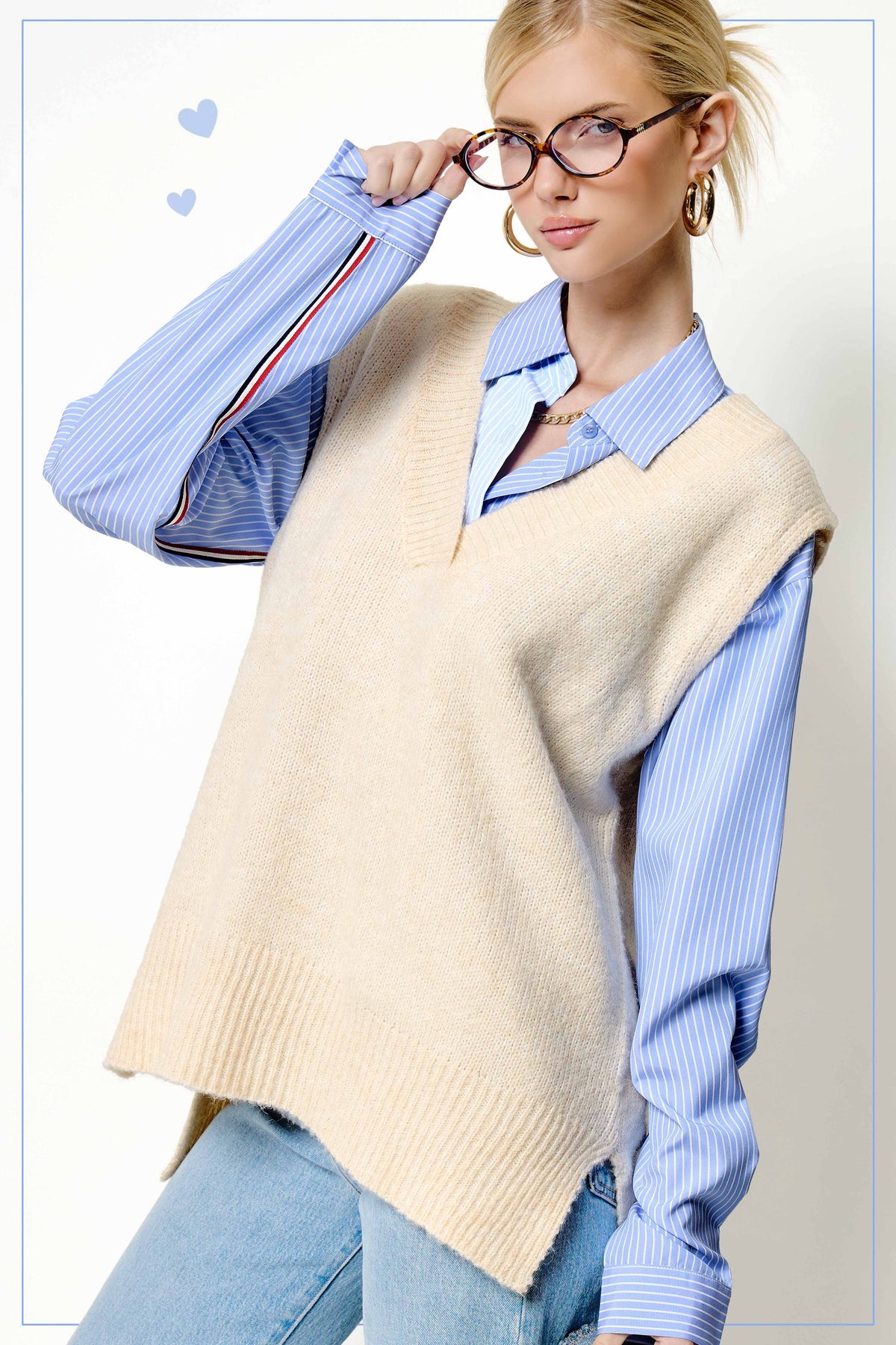 SRT7908-Stripe Button Down Shirt with Nautical Twill Tape