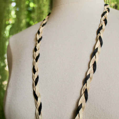 Buffalo Horn Necklace - Cream, Real Horn, Braided Necklace