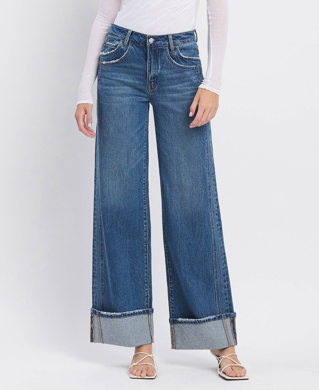 Julia Cuffed Wide Leg Rigid Denim by Vervet
