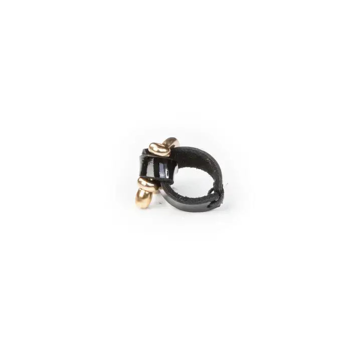 The Lock Black Patent Leather & Gold Ring
