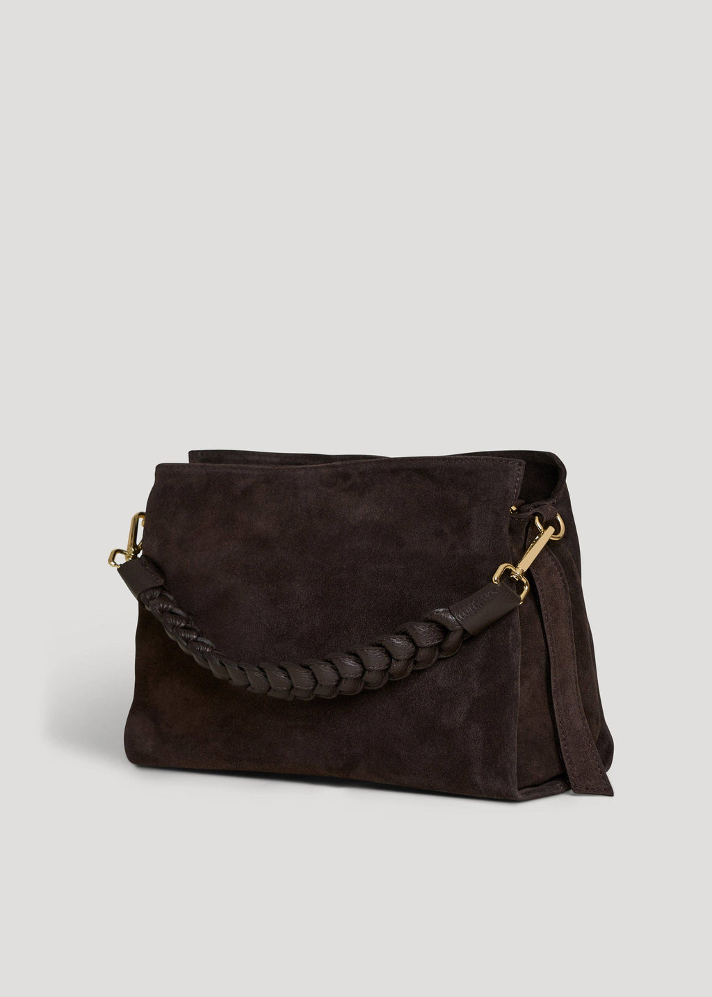 Braid Bag in Dark Brown Suede and Dollar Leather