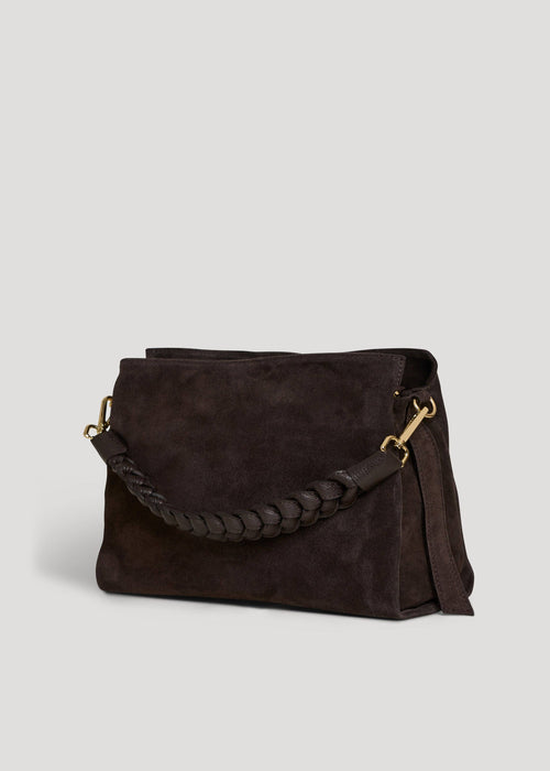 Braid Bag in Dark Brown Suede and Dollar Leather