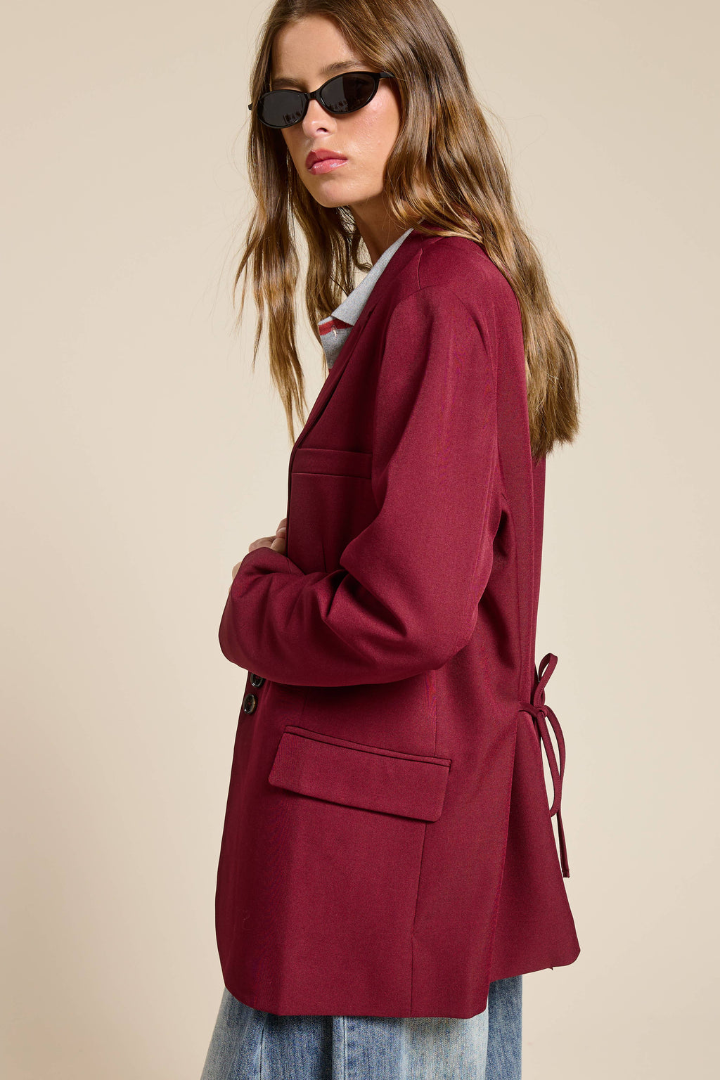 Adjustable Tie Back Blazer Jacket