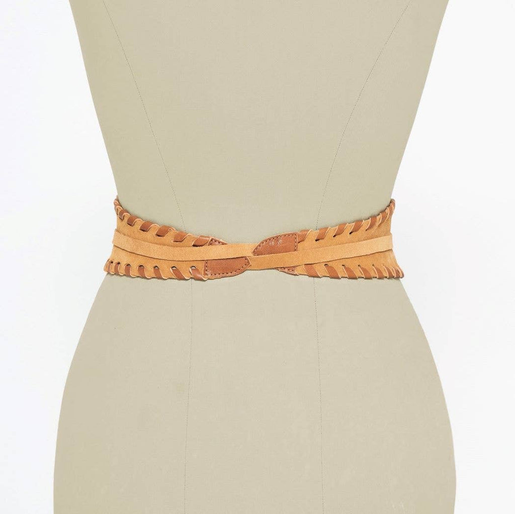 Suede wrap belt boho style-Brown