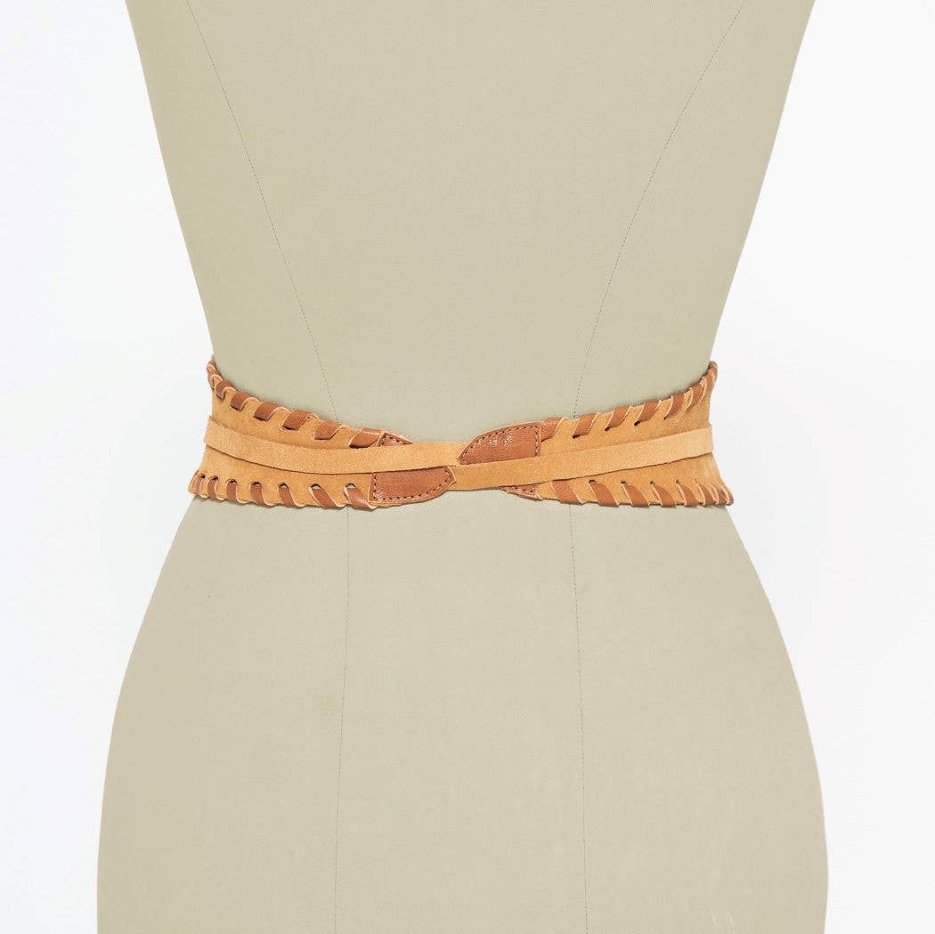Suede wrap belt boho style-Brown