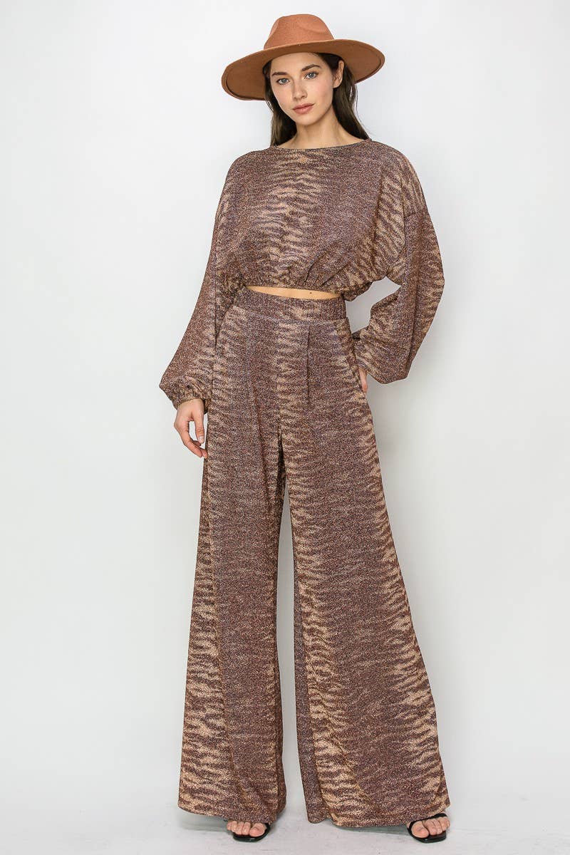 METALLIC PALAZZO PANTS