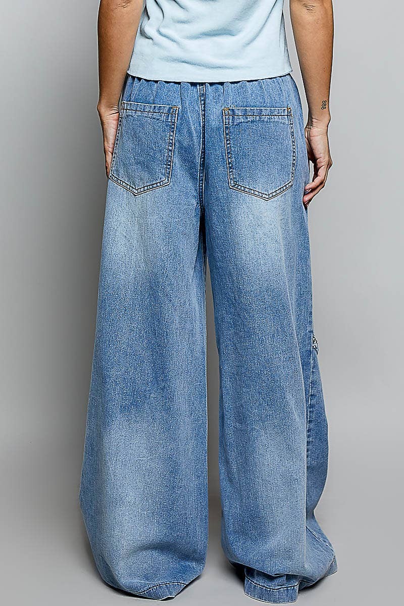 POL Vintage Washed High Rise Wide Pants