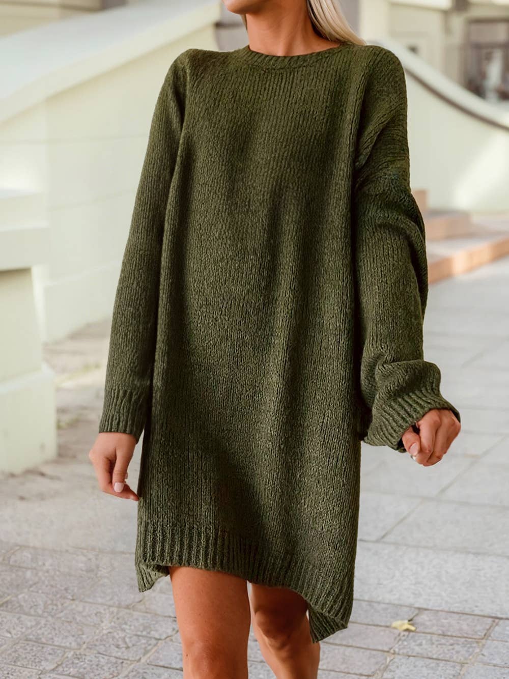Oversize Drop Shoulder Slouchy Sweater Dress