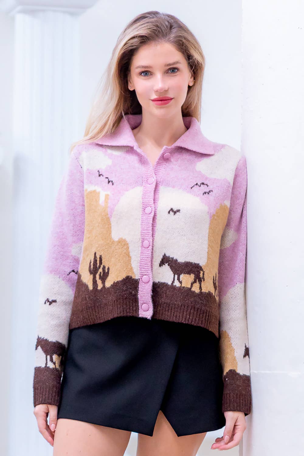 Knit horse cardigan