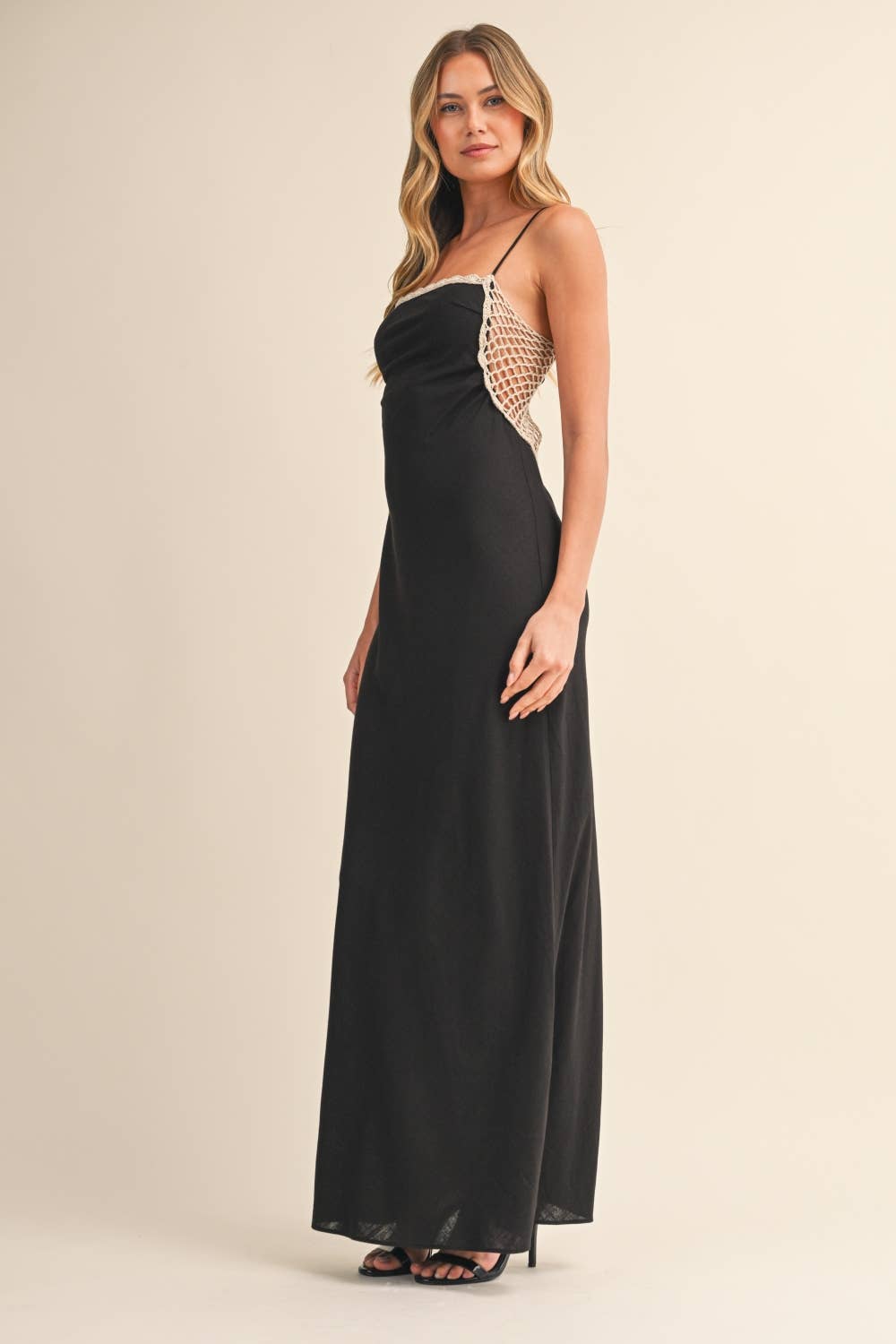 Adore Lace Trim Chiffon Dress