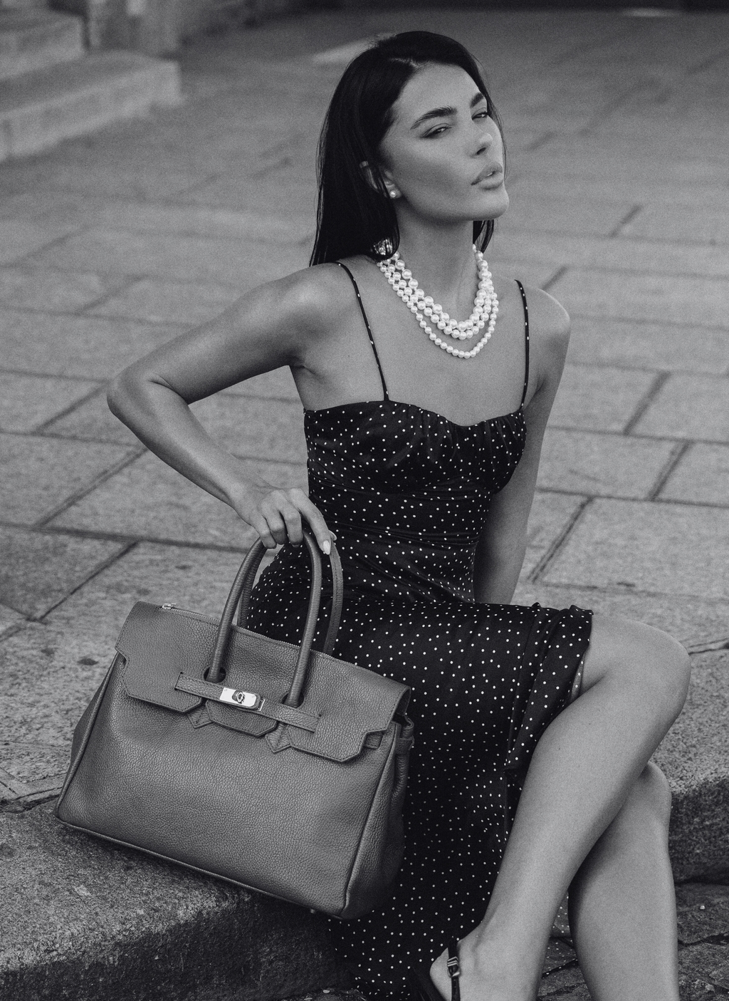 Elizabeth Bag in Taupe Suede and Togo Leather