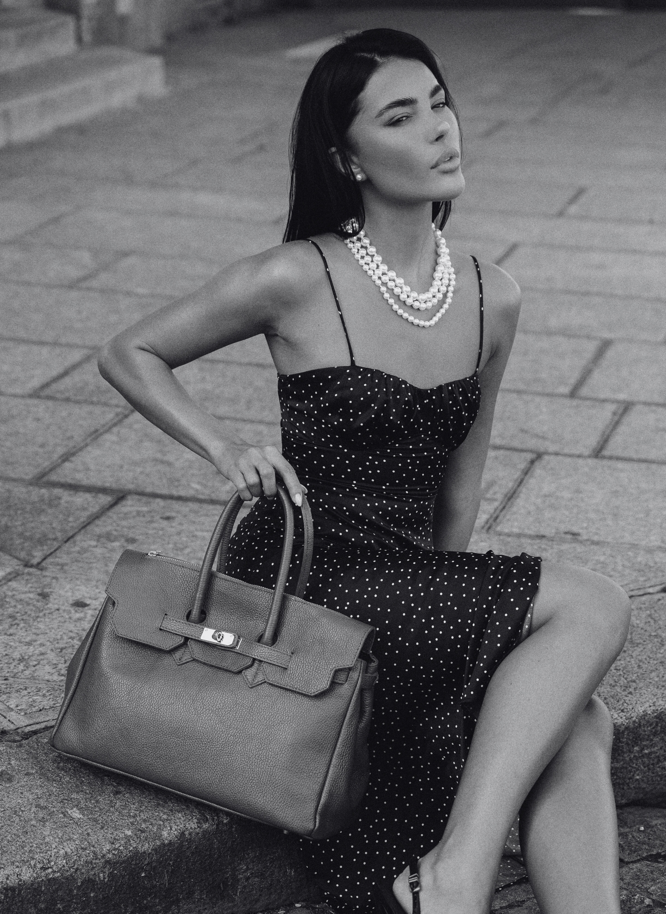 Elizabeth Bag in Taupe Suede and Togo Leather