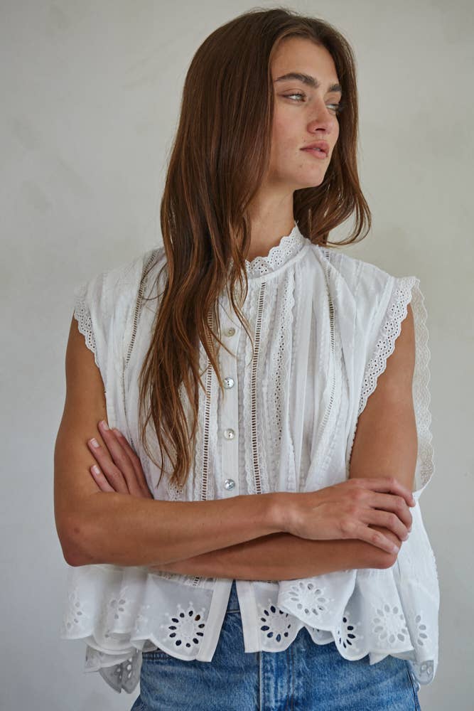 Eyelet Sleeveless Top