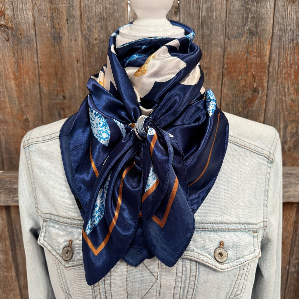 Cream and Blue Wild Rag / Scarf
