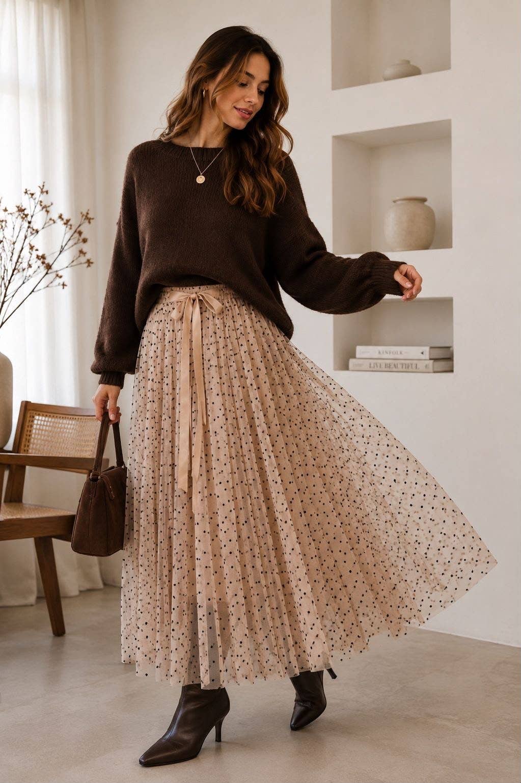Polka-dot tulle skirt