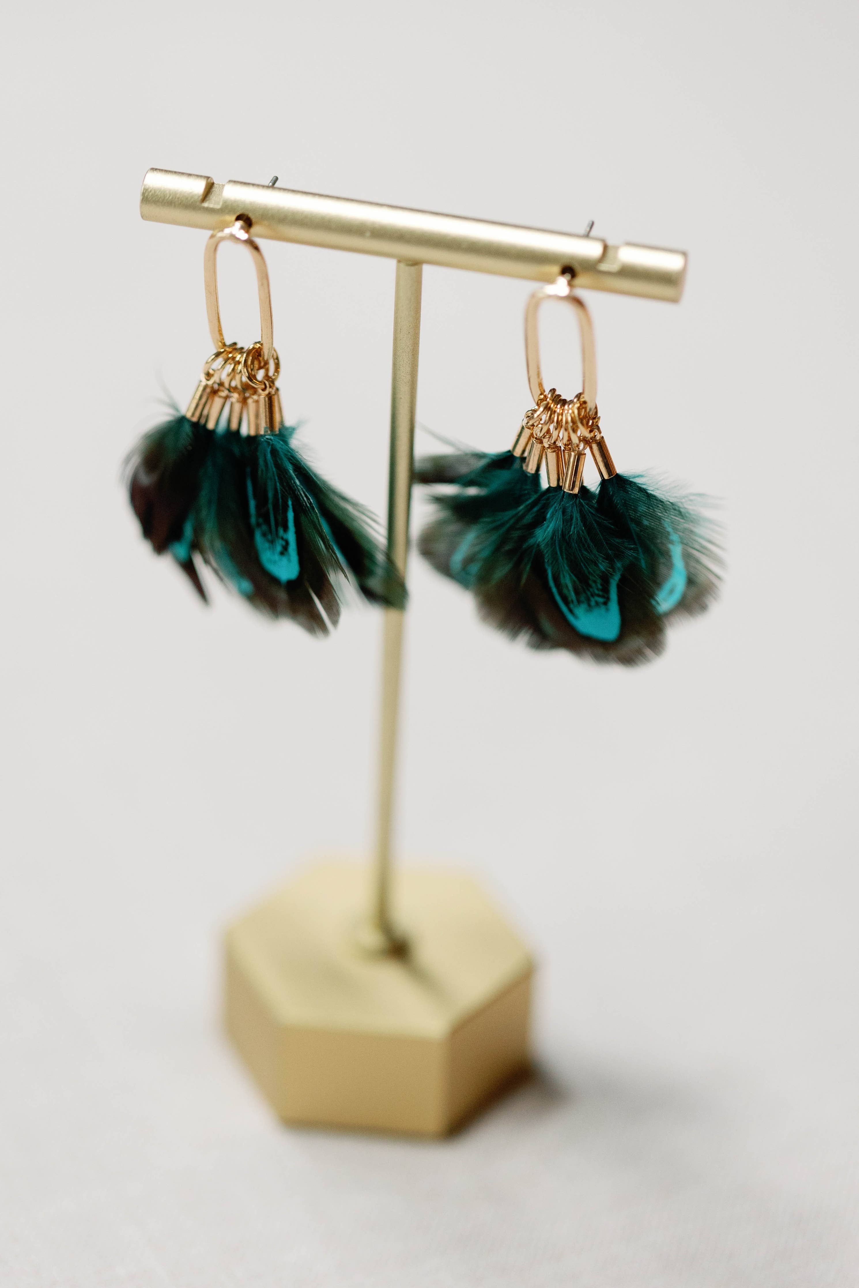 Peacock Feather Fall Statement Tassel Earrings