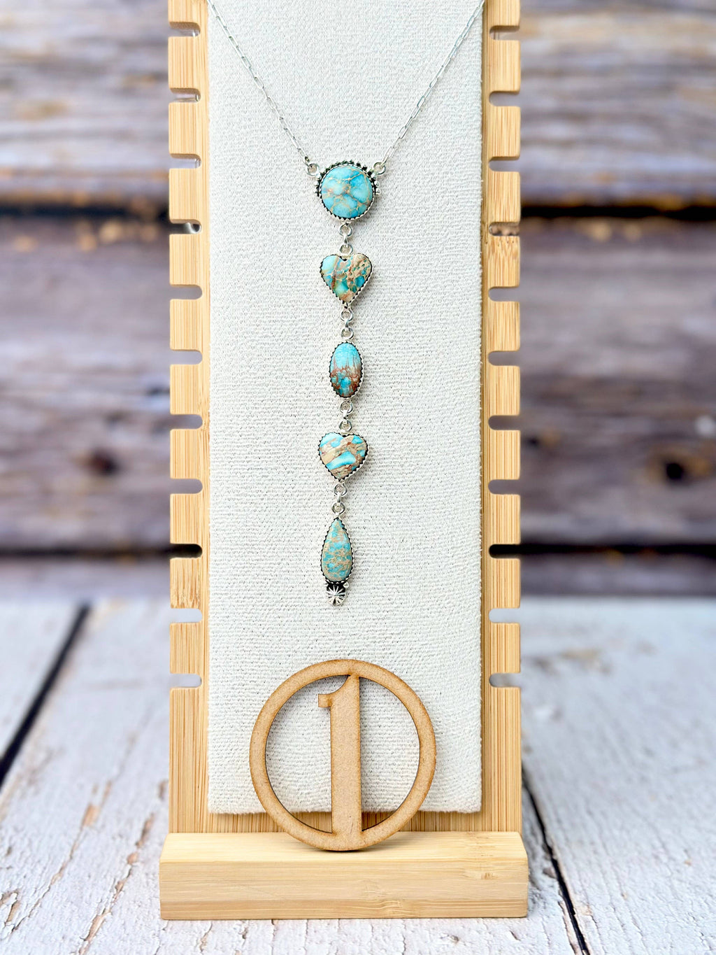 Sterling Silver and Stone Drop Necklace