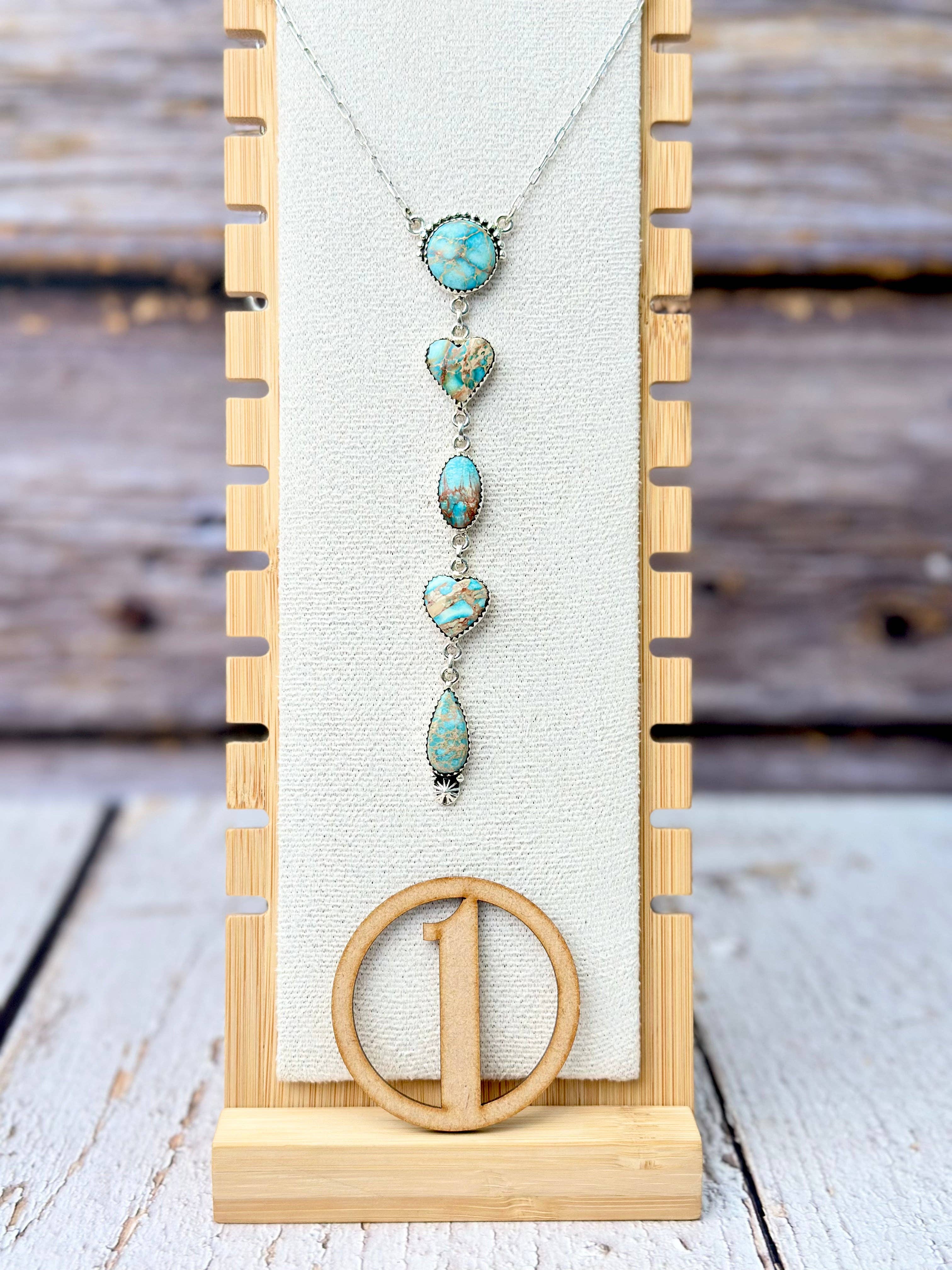 Sterling Silver and Stone Drop Necklace