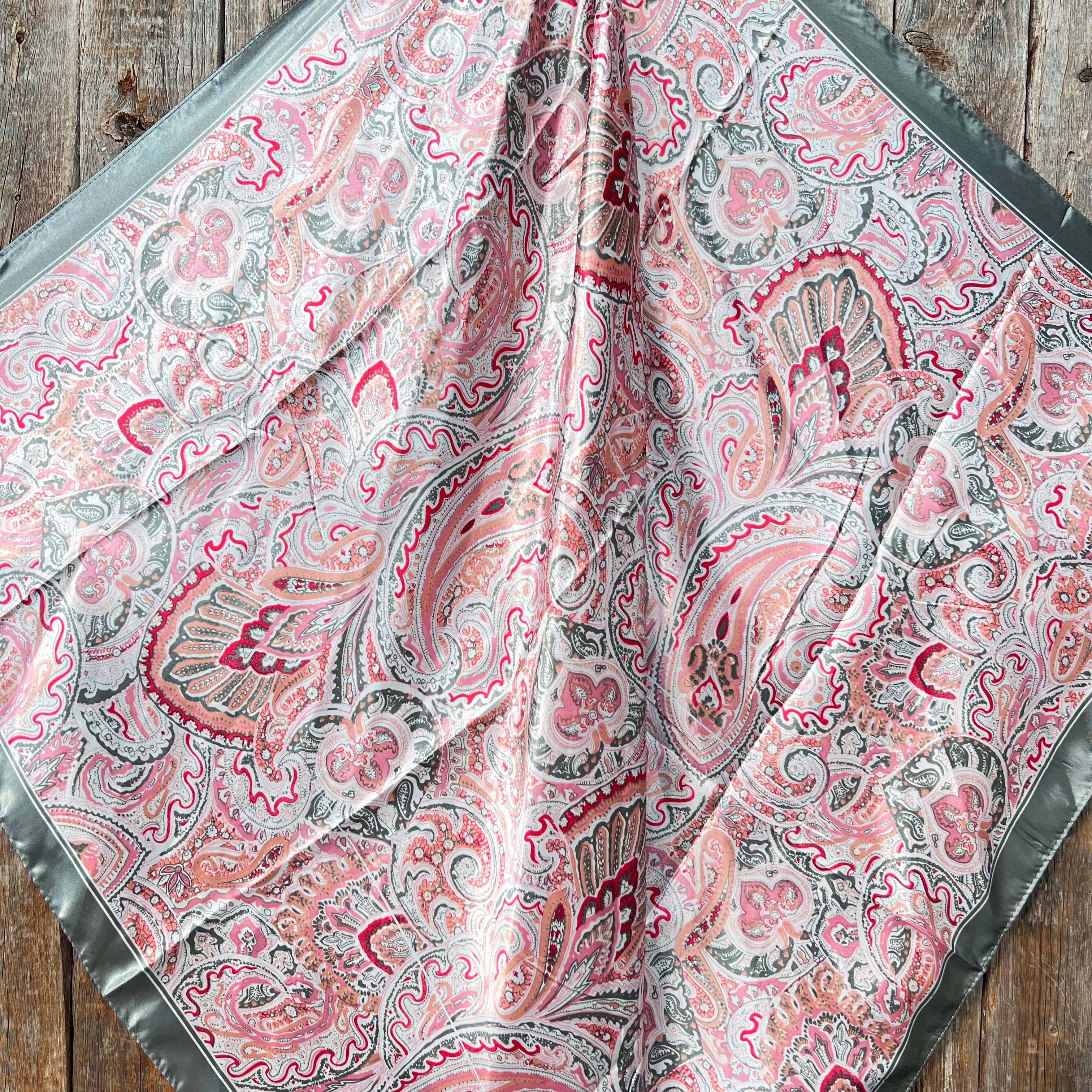 Pink & Grey Paisley Wild Rag/Scarf