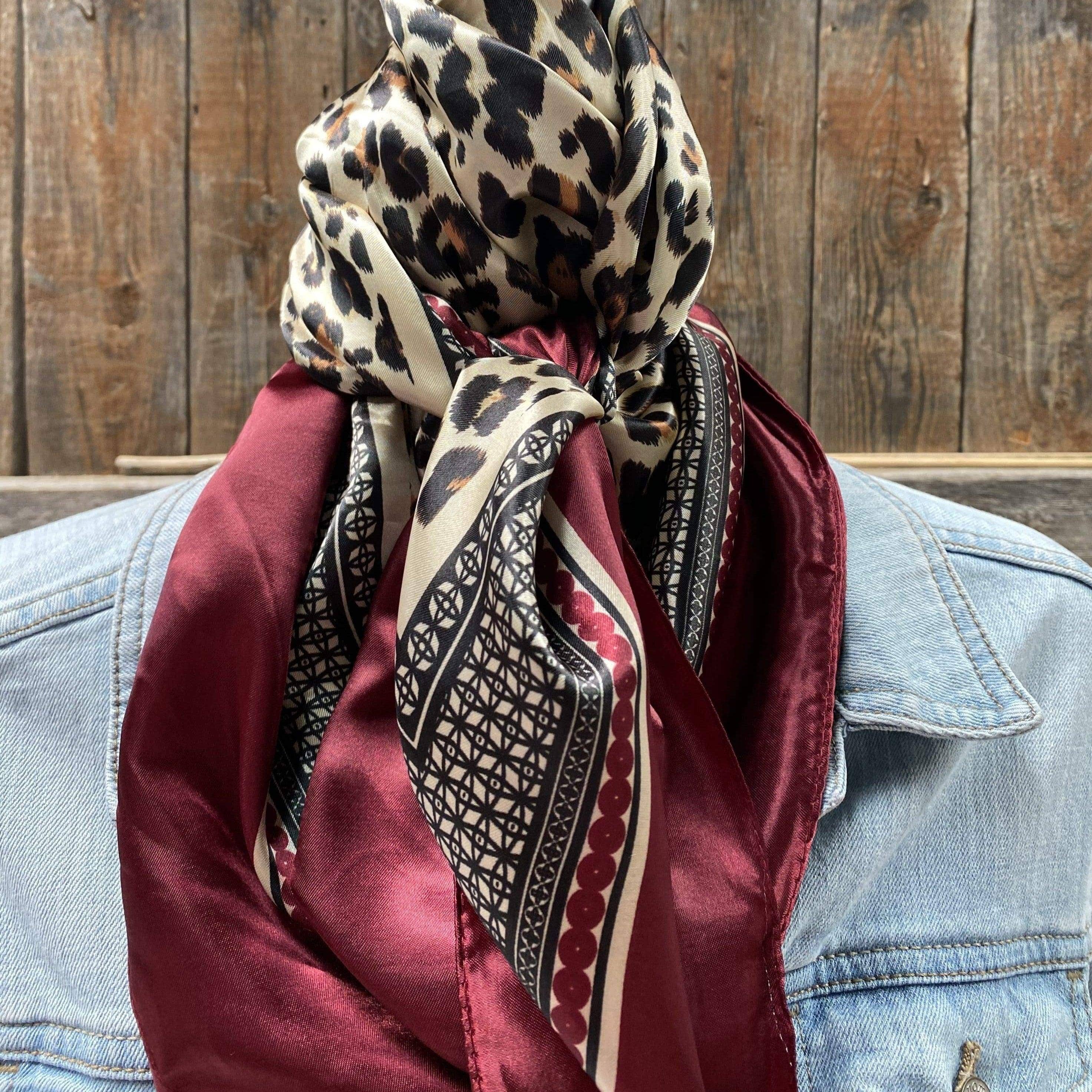 Wine Leopard Print Wild Rag/Scarf