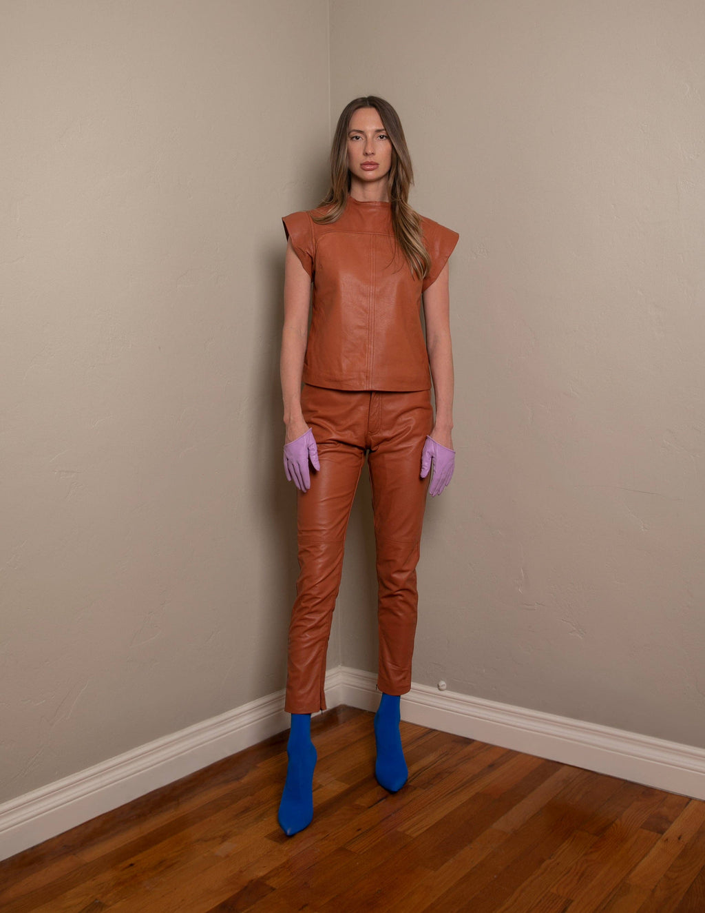 Bone Genuine Leather Slim Pant