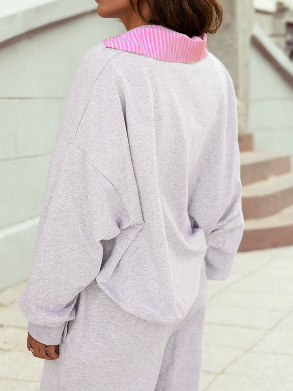 Frilled Collar Pullover Pant Set