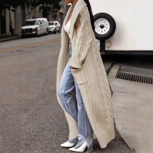 Chunky Cable Knit Long Cardigan