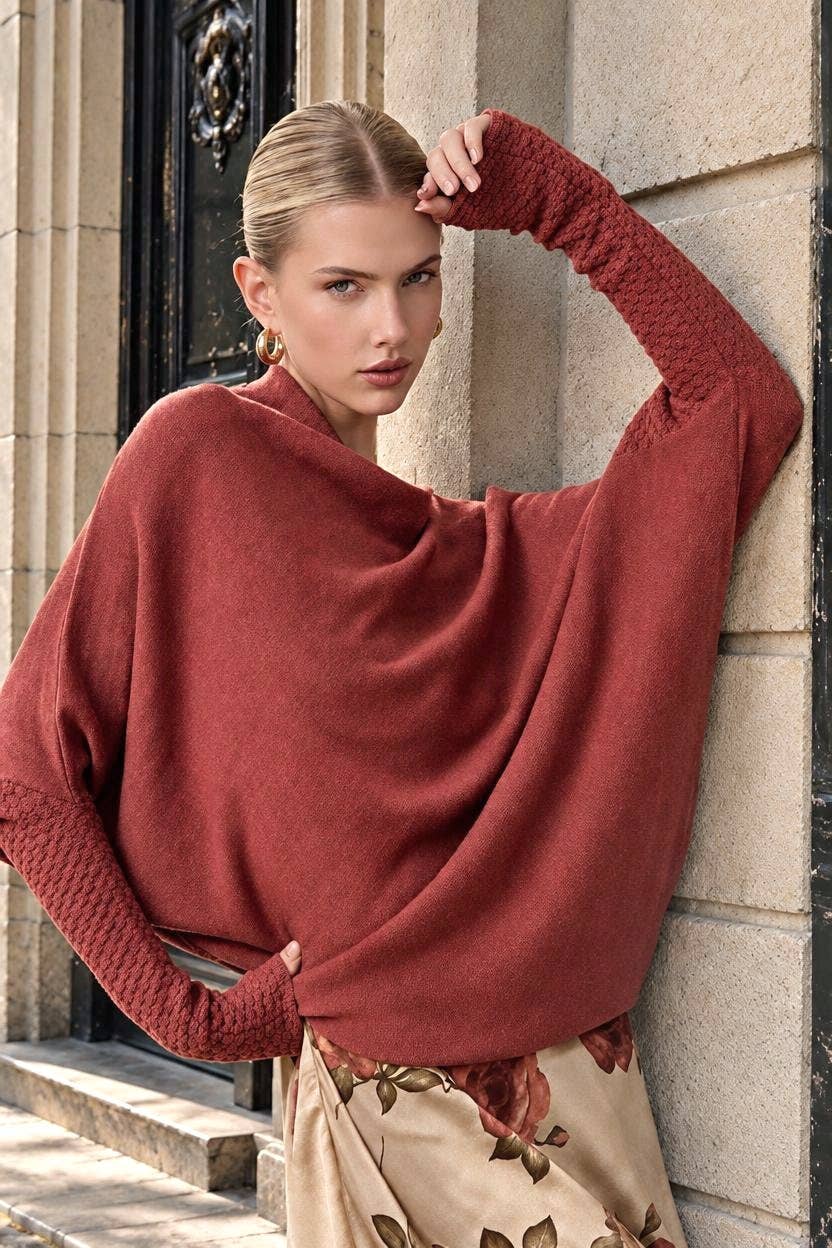 JES3621-Asymmetrical Off-Shoulder Sweater Fall Christmas