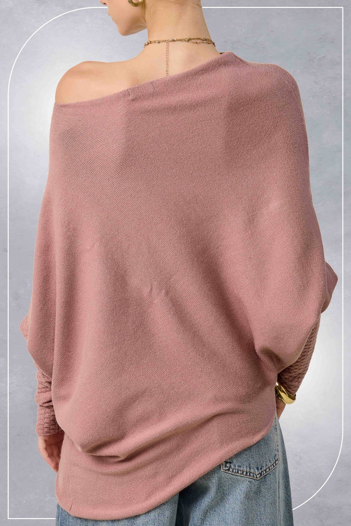 JES3621-Asymmetrical Off-Shoulder Sweater Fall Christmas