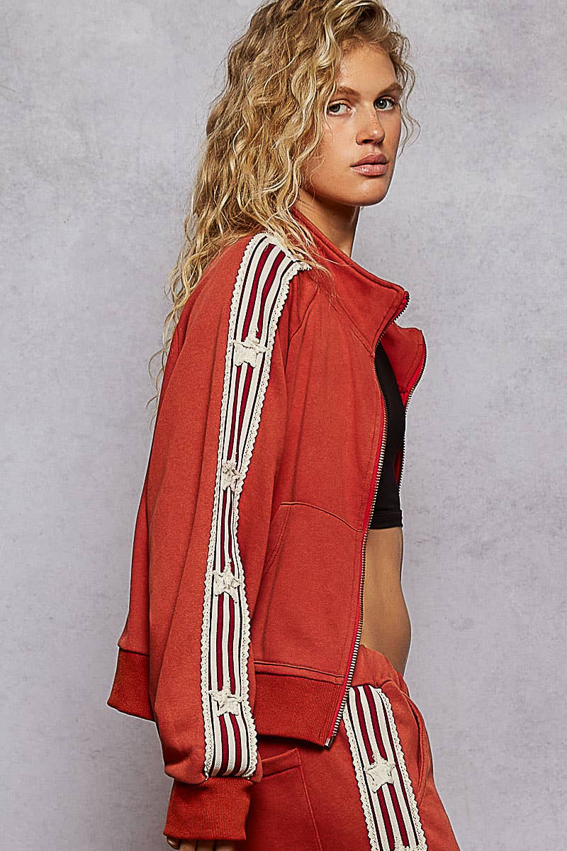 Long sleeve French terry star patch jacket