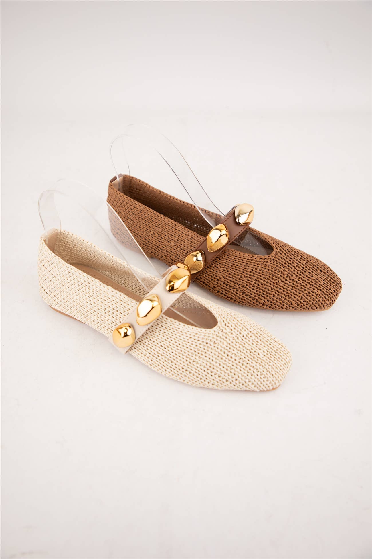 DOROTHY WOVEN TEXTURE SQUARE TOE FLAT