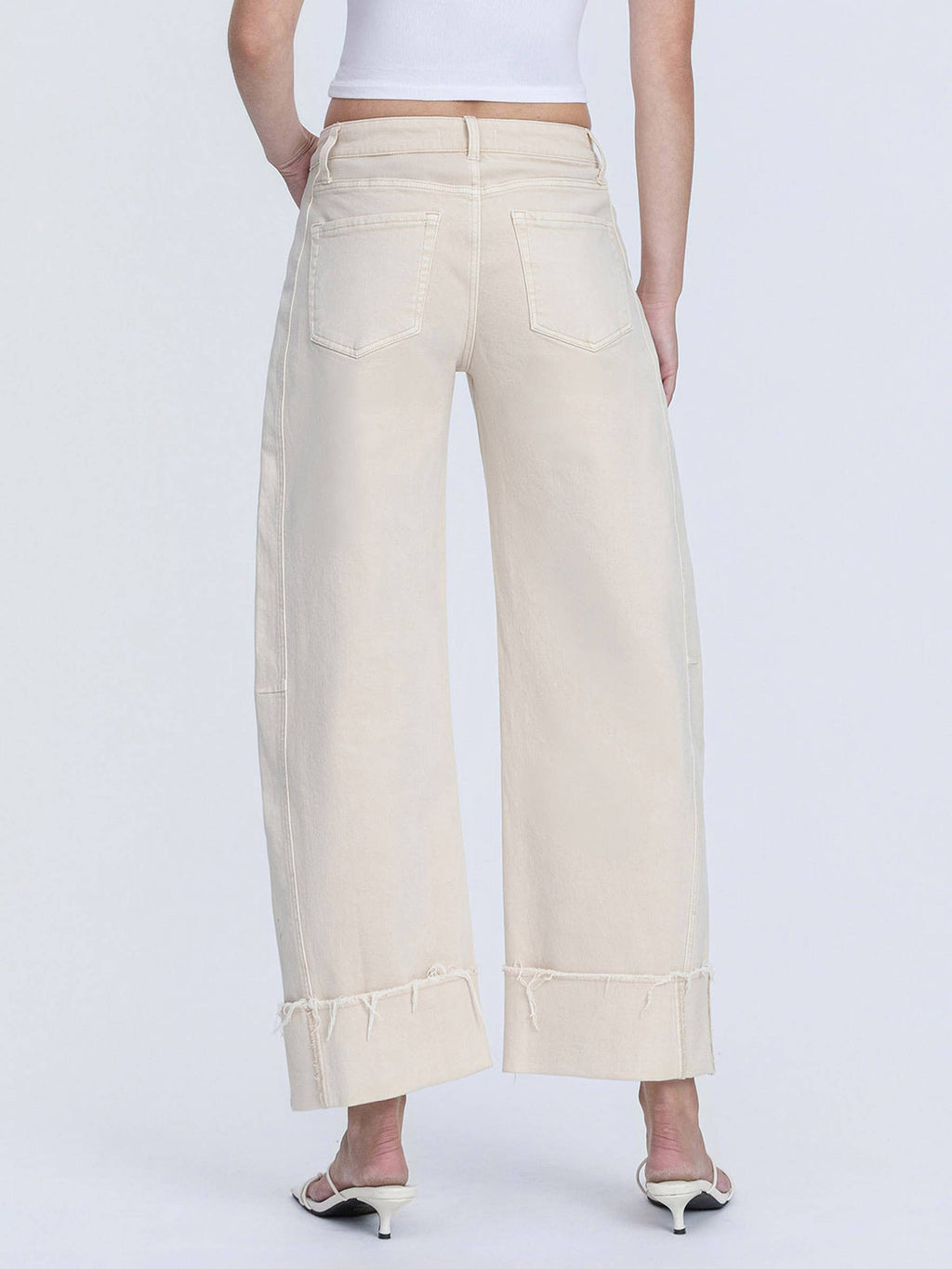 SIDE PANEL CROP CUFFED BARREL JEANS