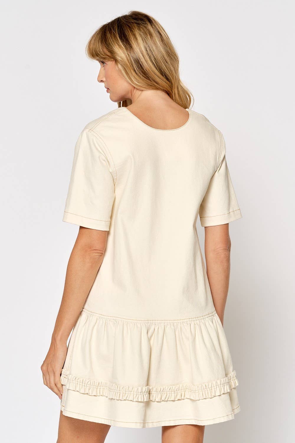SHORT SLEEVE RUFFLED DRESS
