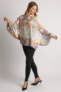 Multicolor Safari Satin Blouse