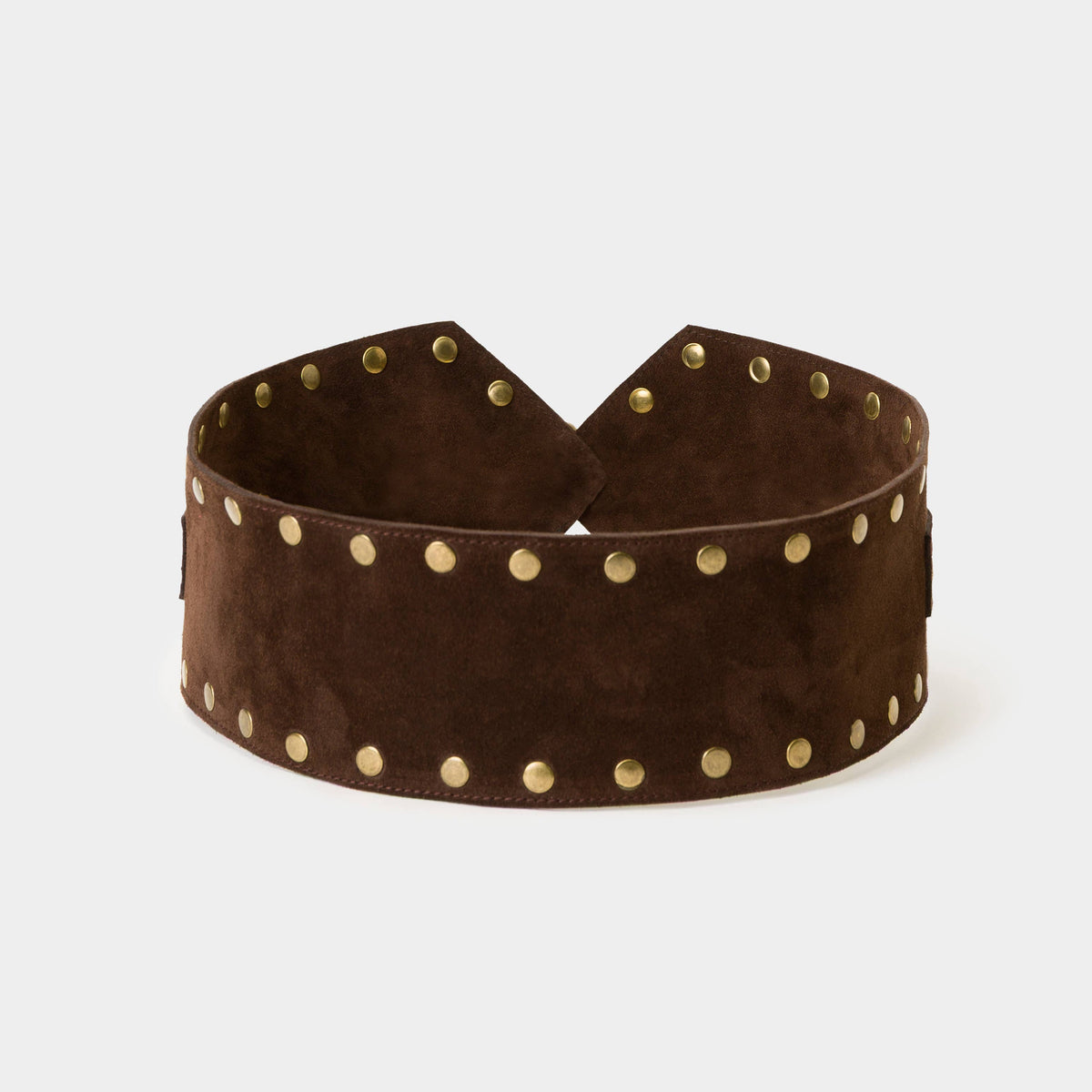 Dark Brown Suede Belt with Studs