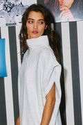 Solid Mock-neck Oversized Muscle Top