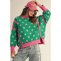 Polka Dot Loose Fit Top With Slits