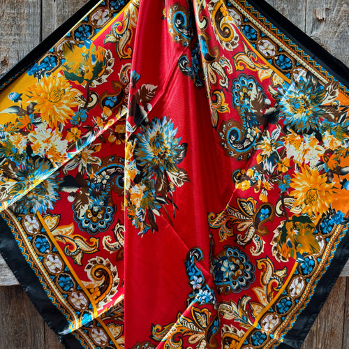 Black and Red Floral Paisley Wild Rag / Scarf