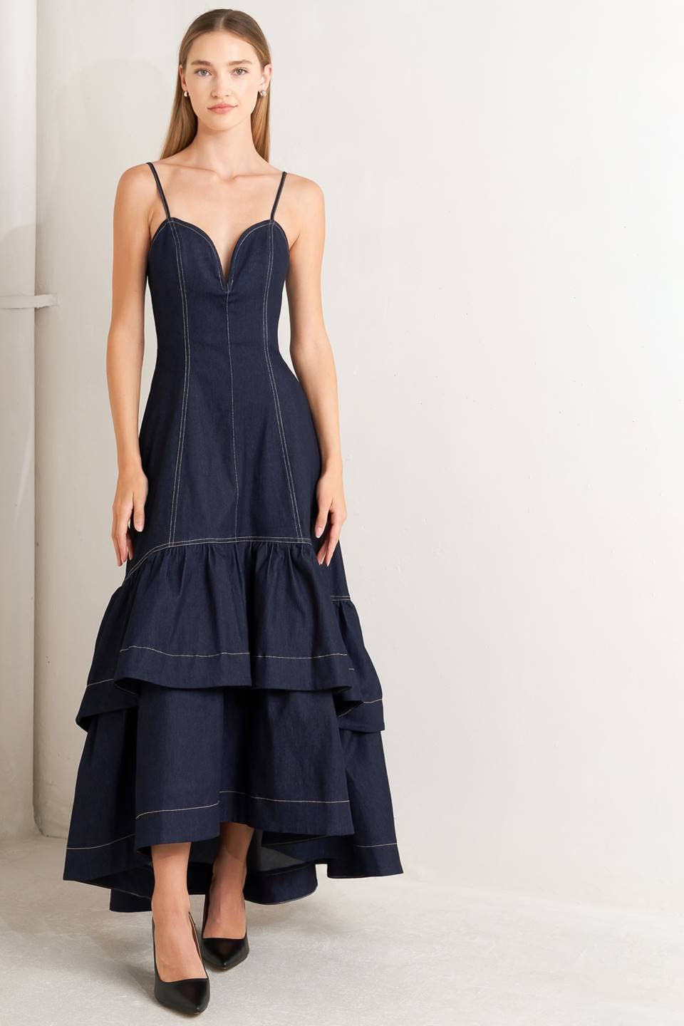 A denim midi dress -