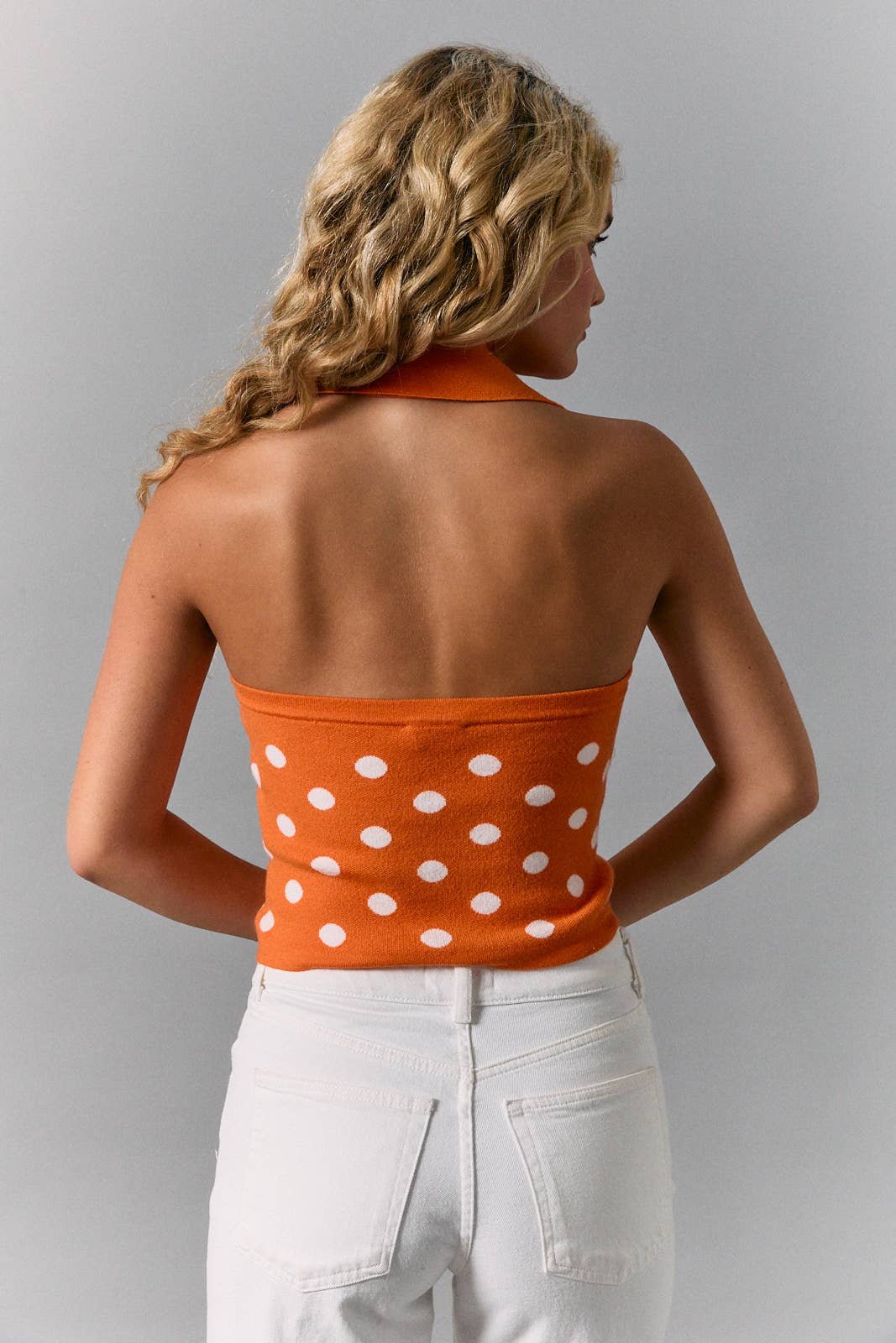 V-NECK HALTER SWEATER TOP