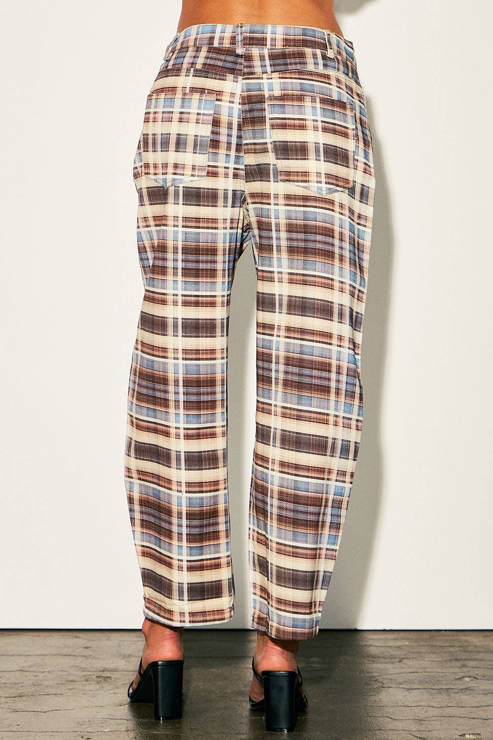 Plaid Halter Vest & Barrel Leg Pants