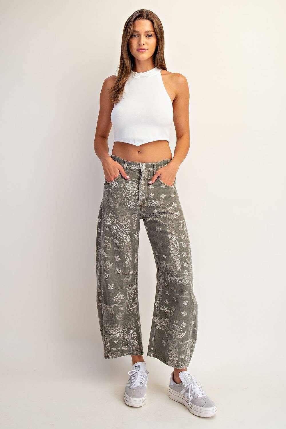 MINERAL WASHED BARREL JEANS