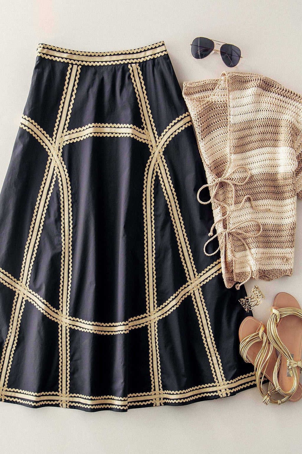 Contrast Trim A-Line Skirt