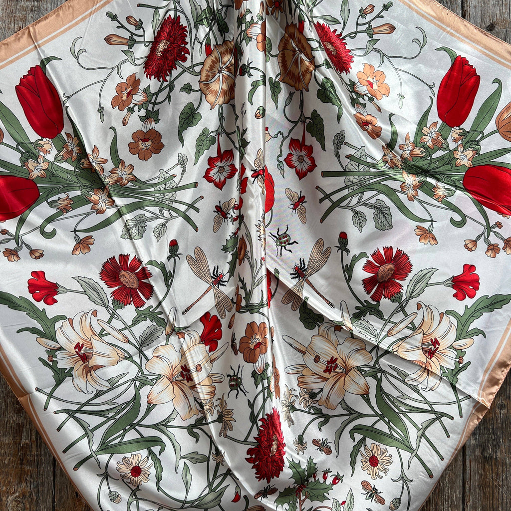 Peach and Cream Tulips and Lilies Wild Rag / Scarf